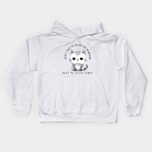 Caffeine & Cuddles - Cozy Cat with Coffee Cup Design Kids Hoodie